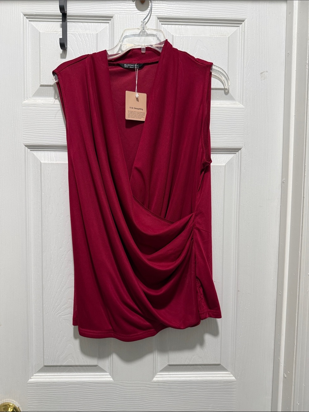 NWT 14-16 BloomChic Draped Surplice Sleeveless Top in Wine